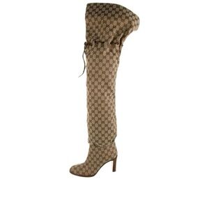 Gucci Beige Patterned Over-the-Knee Boots